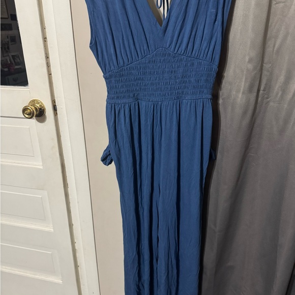 Old Navy Pants - Old Navy Blue Ruched Sleeveless Jumpsuit
